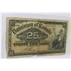 Image 1 : 1900 DOMINION OF CANADA 25 CENT SHIN PLASTER
