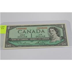 1954 CANADA 1 DOLLAR BANKNOTE