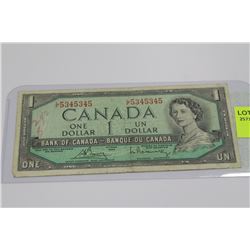 1954 CANADA 1 DOLLAR BANKNOTE