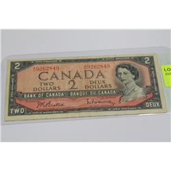 1954 CANADA 2 DOLLAR BANKNOTE