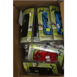 BOX OF NEW DOG HARNESS AND LEASH