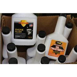 BOX OF ENGINE FLUSH & SEMI-SYNTHETIC OIL TREATMENT