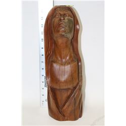 HAND CARVED WOODEN LADY STATUE