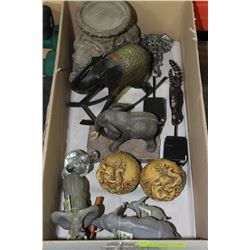 LONG BOX W/ 10 ELEPHANT ORNAMENTS