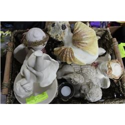 WOVEN BASKET WITH ASSORTED ANGELS