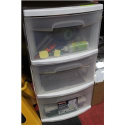 3-TIER WHITE PLASTIC STORAGE FULL OF ARTS &