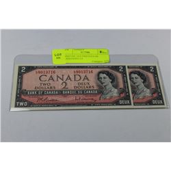 GEM UNC 1954 TWO DOLLAR BANKNOTES X2