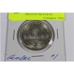 GEM UNC 1939 ROYAL VISIT COMMEMORATIVE SILVER $1