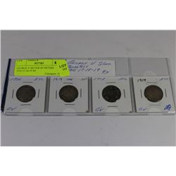 GEORGE V SILVER QUARTERS 1916-17-18-19 X4