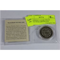 1998 GERMAN 10 EURO PROOF SCARCE WITH CERTIFICATE