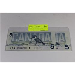 GEM UNC 1986 "KINGFISHER" 5 DOLLAR BANKNOTES X2