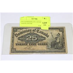 1900 DOMINION OF CANADA 25 CENT "SHINPLASTER"
