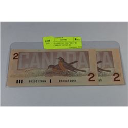 SCARCE GEM UNC 1986 "BRX" $2 REPLACEMENT NOTES X2