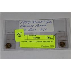 1985 8KT GOLD CHINESE PANDAS X2