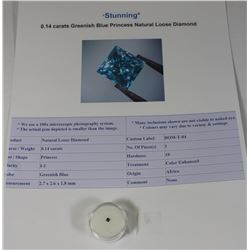 0.14ct GREENISH BLUE PRINCESS NATURAL LOOSE