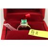 Image 1 : 14 KT WHITE GOLD LADIES EMERALD AND DIAMOND RING
