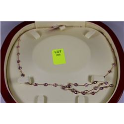 14 KT ROSE GOLD PINK SAPPHIRE AND DIAMOND NECKLACE