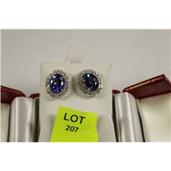 14 KT  GOLD EMERALD AND DIAMOND EARRINGS