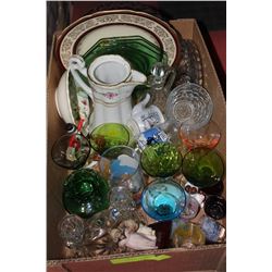 BOX OF ASSORTED GLASSWARE
