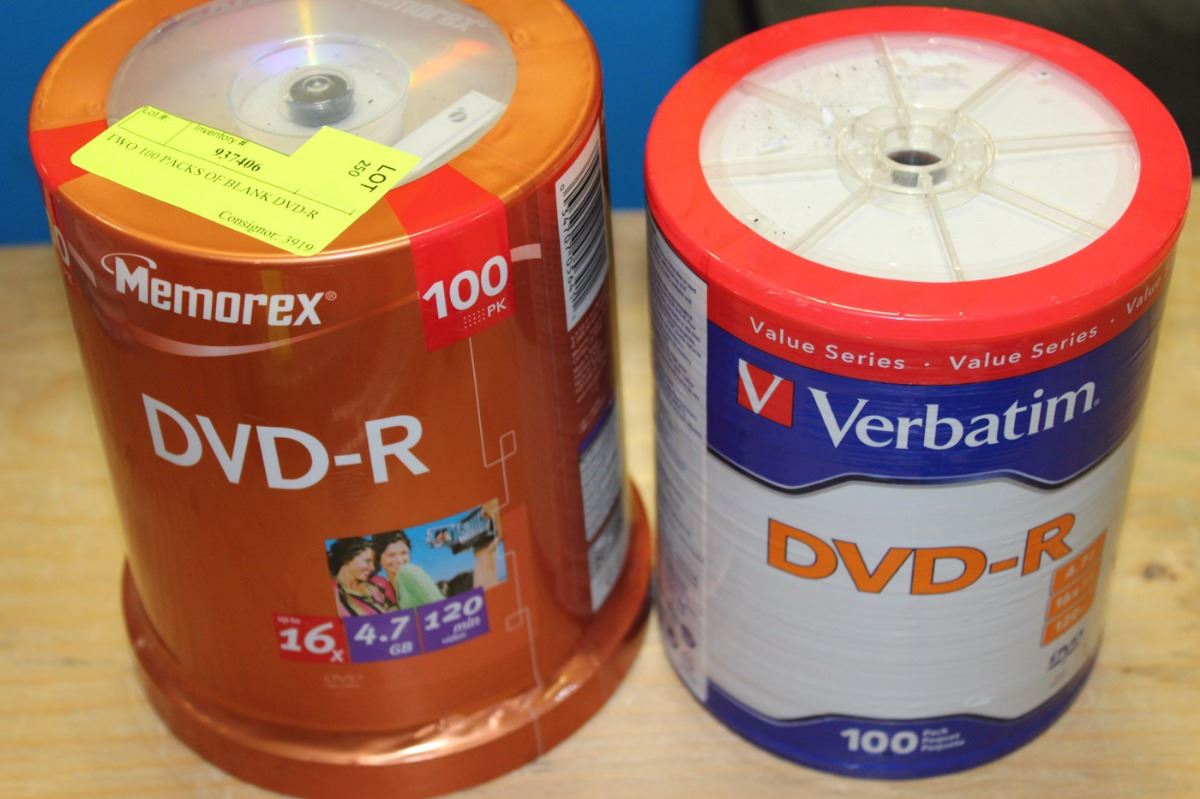 TWO 100 PACKS OF BLANK DVDR