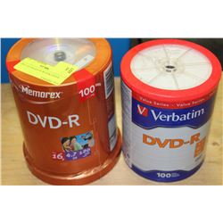 TWO 100 PACKS OF BLANK DVD-R