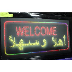 WELCOME IN BOTH ENGLISH AND ARABIC, LIGHT UP SIGN