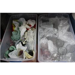 TWO BIG TOTES OF WEDDING GLASS VASES