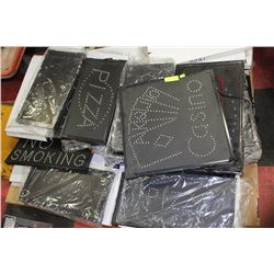 PALLET OF LED SIGNS NO POWER CORDS AS IS