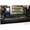 Image 1 : SHOWHOME BLACK LEATHERETTE SOFA WITH WHITE