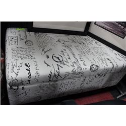 WHITE PRINT DESIGN OTTOMAN