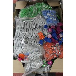 FLAT OF IPHONE CORDS AND PLUGS