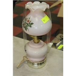 VINTAGE HANDPAINTED, MILK GLASS LAMP