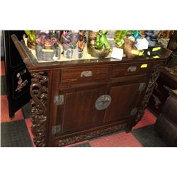 HAND CARVED ELM 2 DRAWER 2 DOOR CABINET