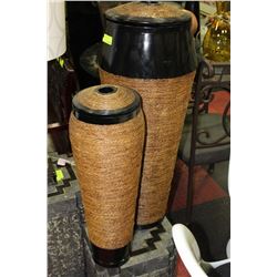 SHOWHOME WOOD AND WICKER NESTING VASES