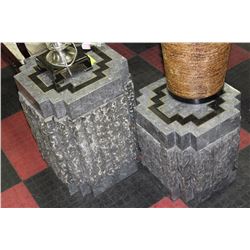 PAIR OF GRANITE STYLE PEDESTALS