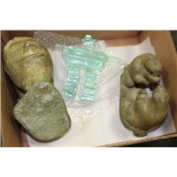 BOX W/ GLASS INUIT INUKSHUK & INUIT STONE