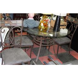 ROUND DECORATIVE TILE TRIM TABLE W/ GLASS