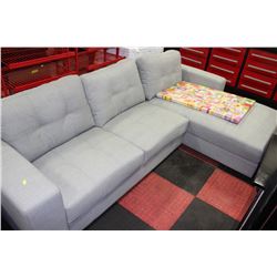 LIGHT BLUE FABRIC APARTMENT SIZE SECTIONAL