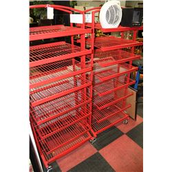 2 RED METAL DISPLAY RACKS