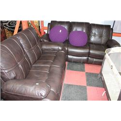 NEW BROWN LEATHERETTE RECLINING SOFA AND LOVE SEAT