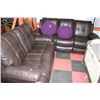 Image 1 : NEW BROWN LEATHERETTE RECLINING SOFA AND LOVE SEAT