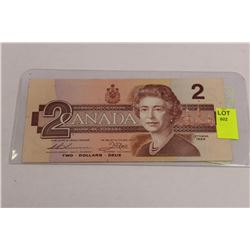 1986 CANADIAN 2 DOLLAR BILL