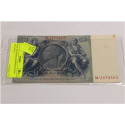 NAZI 100 MARK BANKNOTE WITH SWASTIKA