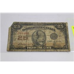 1923 CANADIAN 25 CENT SHINPLASTER