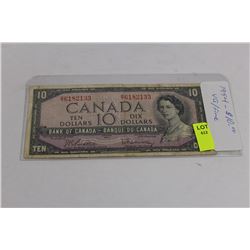 1954 CANADIAN TEN DOLLAR BANKNOTE