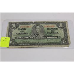 1937 CANADIAN 1 DOLLAR BANKNOTE