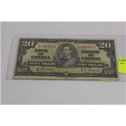 1937 CANADIAN 20 DOLLAR BANKNOTE