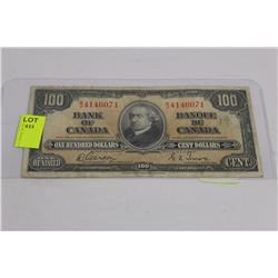 1937 CANADIAN 100 DOLLAR BANKNOTE