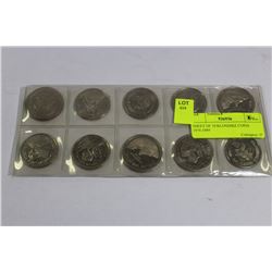 SHEET OF 10 KLONDIKE COINS 1970-1989