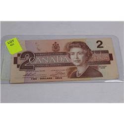 1986 CANADIAN 2 DOLLAR BANKNOTE